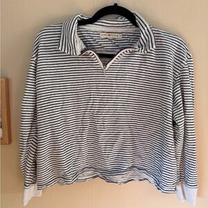 Agave Black and White Striped Crop Sweatshirt